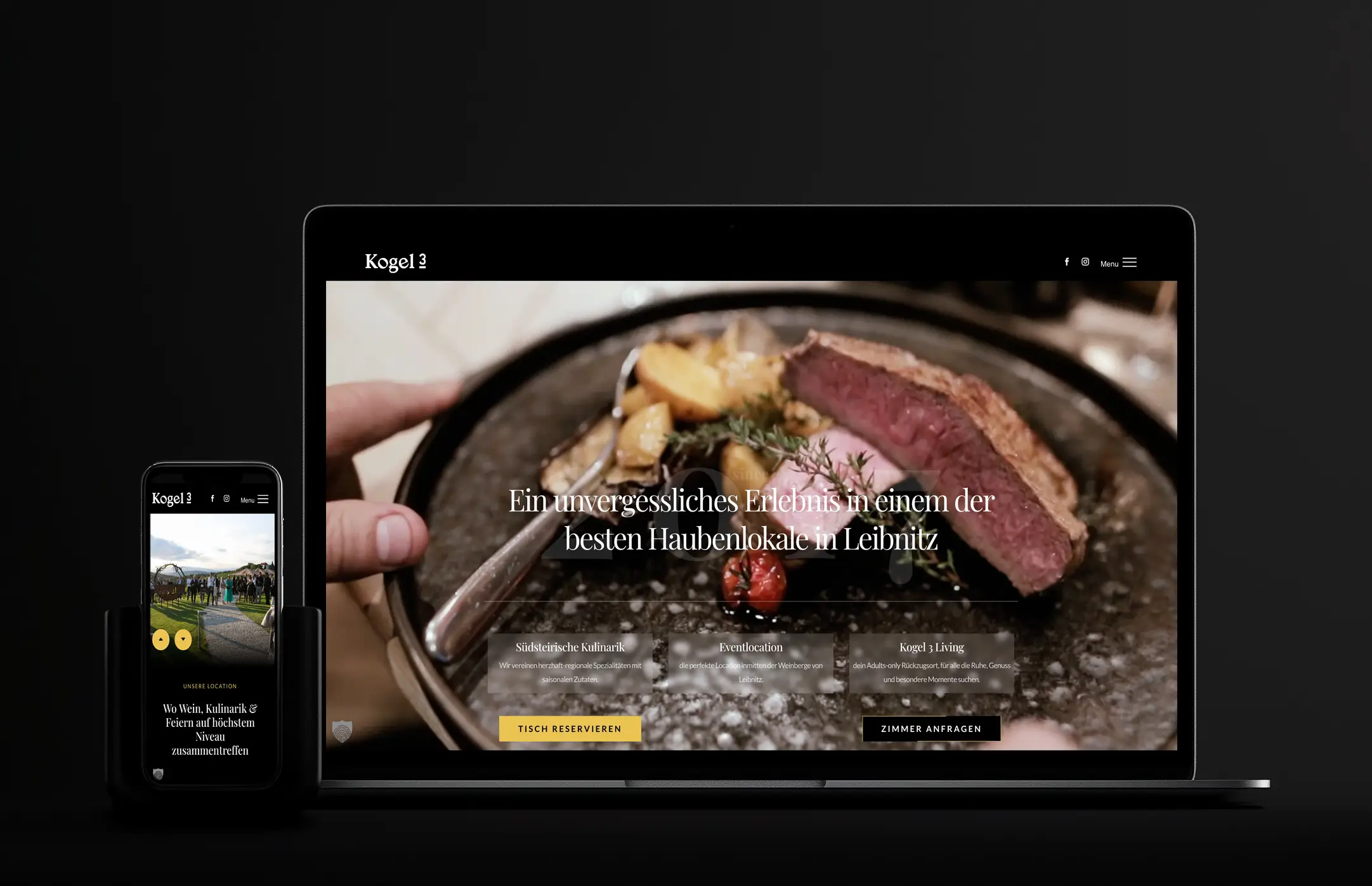 kogel3.at — Webdesign für Restaurant & Eventlocation